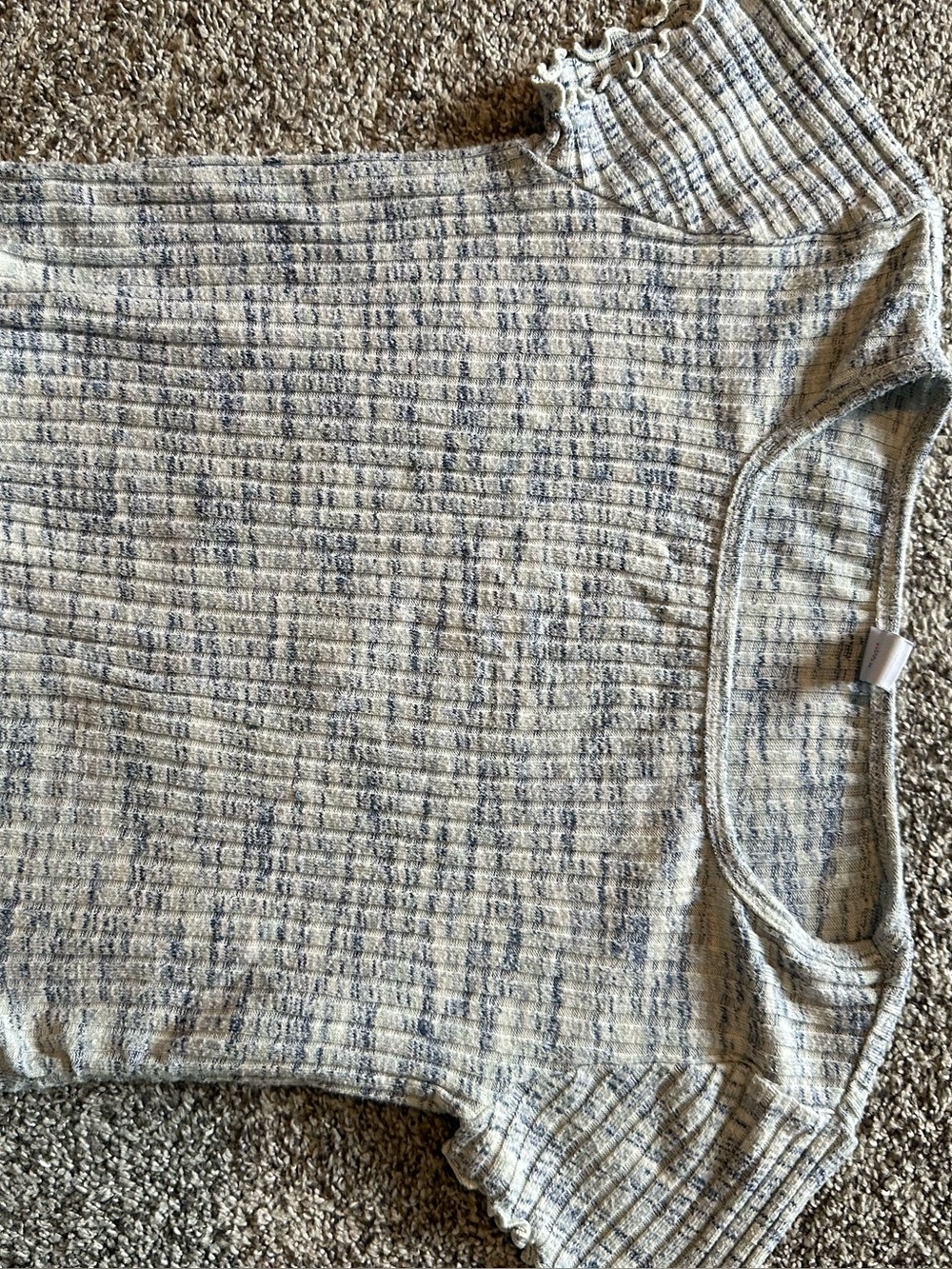 Light Blue Ribbed Short Sleeve Girls Top